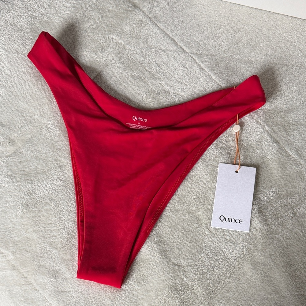 Quince Vibrant Red High-Cut Bikini Bottom